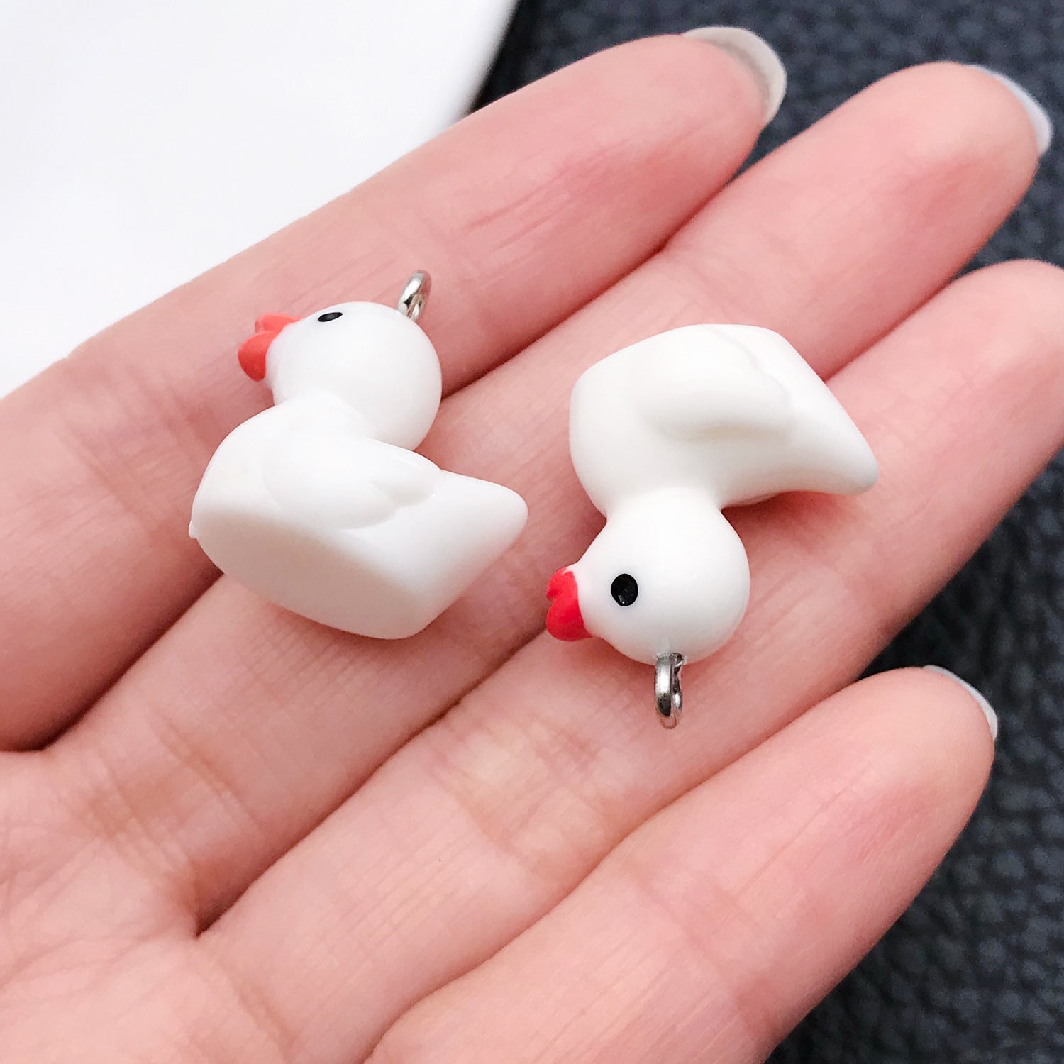 20 PCS Heart Shape Resin Pendants For Jewelry Making, Electroplated Finish, White Color, Sweet Style Accessories