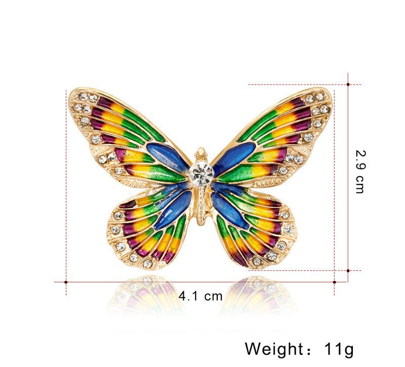 Butterfly Pin Made Of Zinc Alloy With Diamond Craft And Rhinestone Inlay