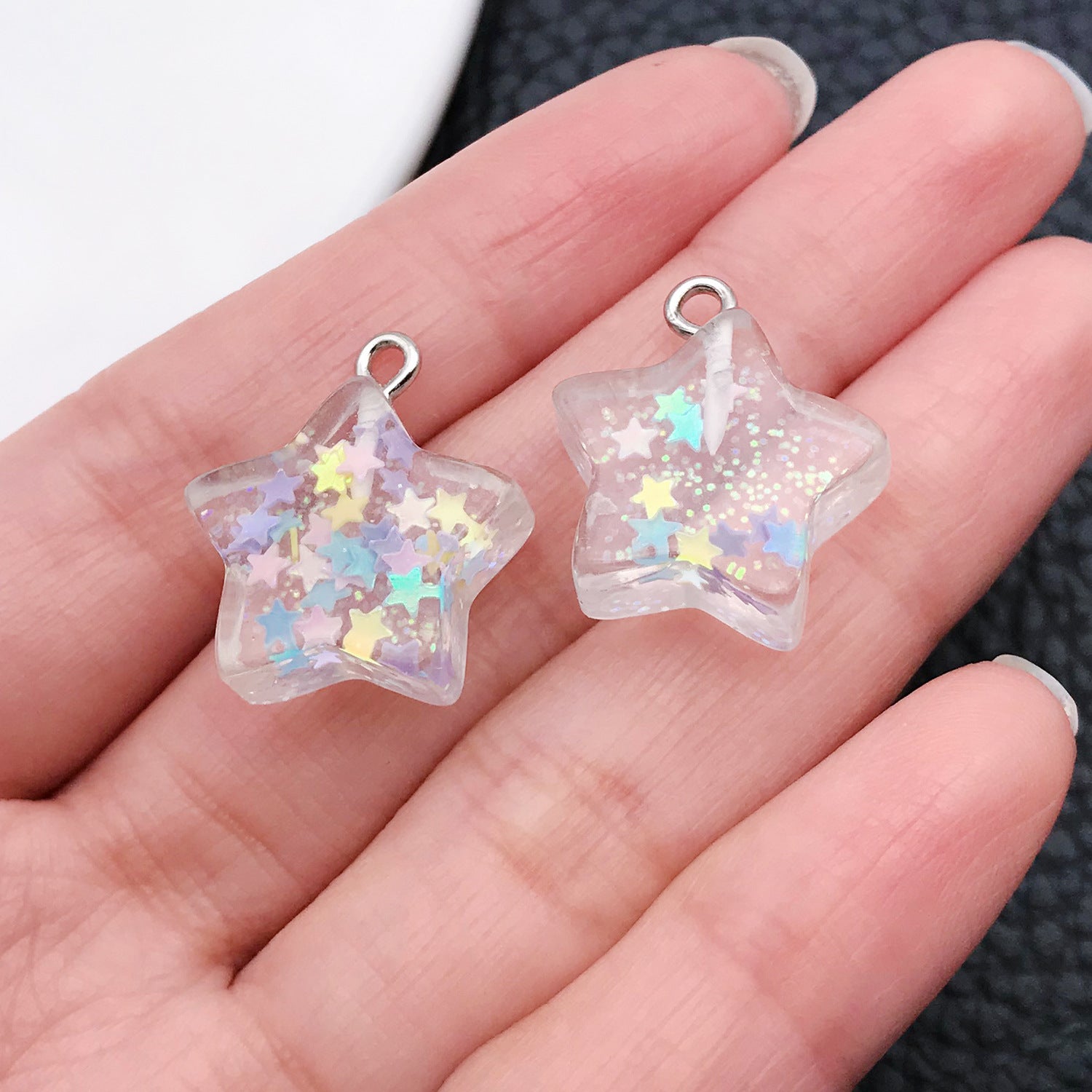 20 PCS Heart Shape Resin Pendants For Jewelry Making, Electroplated Finish, White Color, Sweet Style Accessories
