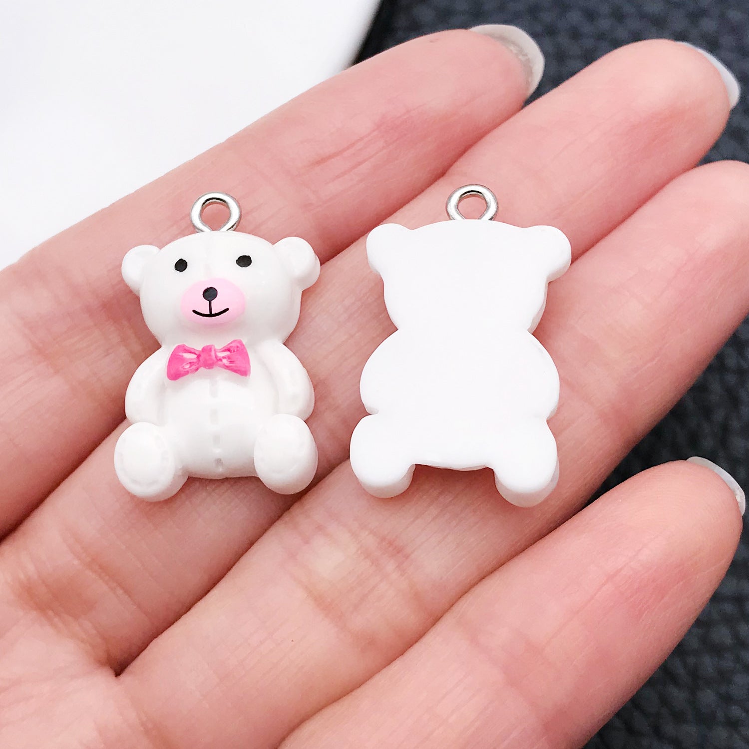 20 PCS Heart Shape Resin Pendants For Jewelry Making, Electroplated Finish, White Color, Sweet Style Accessories