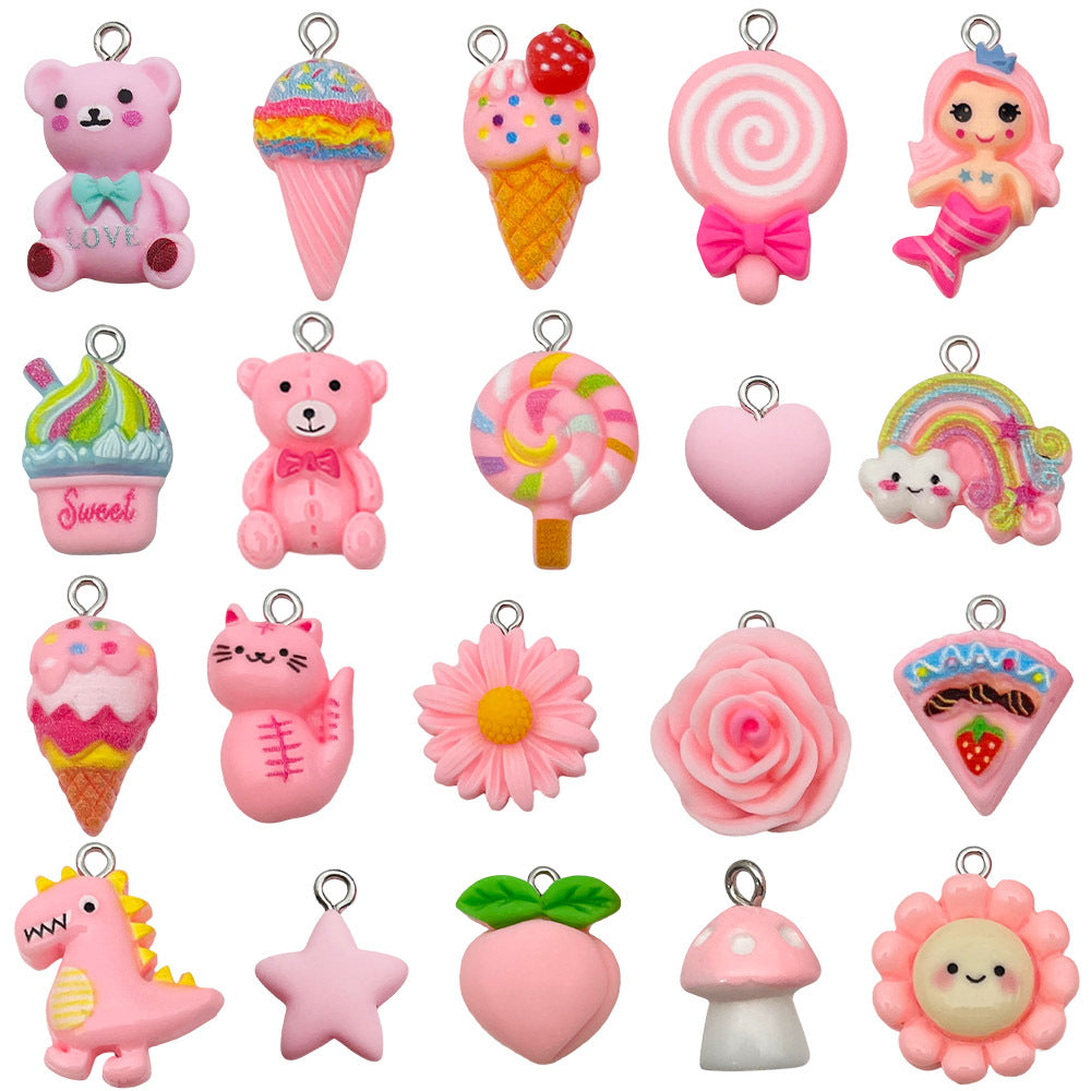 20 PCS Heart Shape Resin Pendants For Jewelry Making, Electroplated Finish, White Color, Sweet Style Accessories
