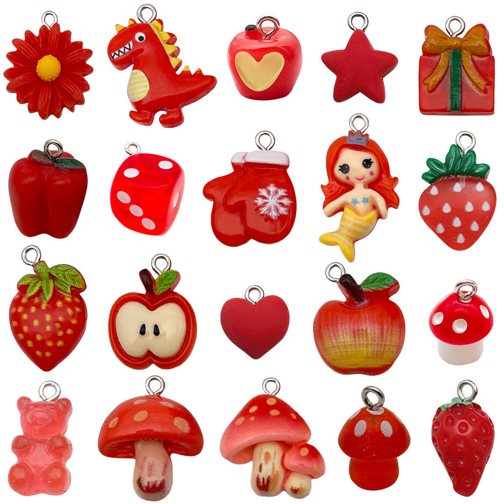 20 PCS Heart Shape Resin Pendants For Jewelry Making, Electroplated Finish, White Color, Sweet Style Accessories