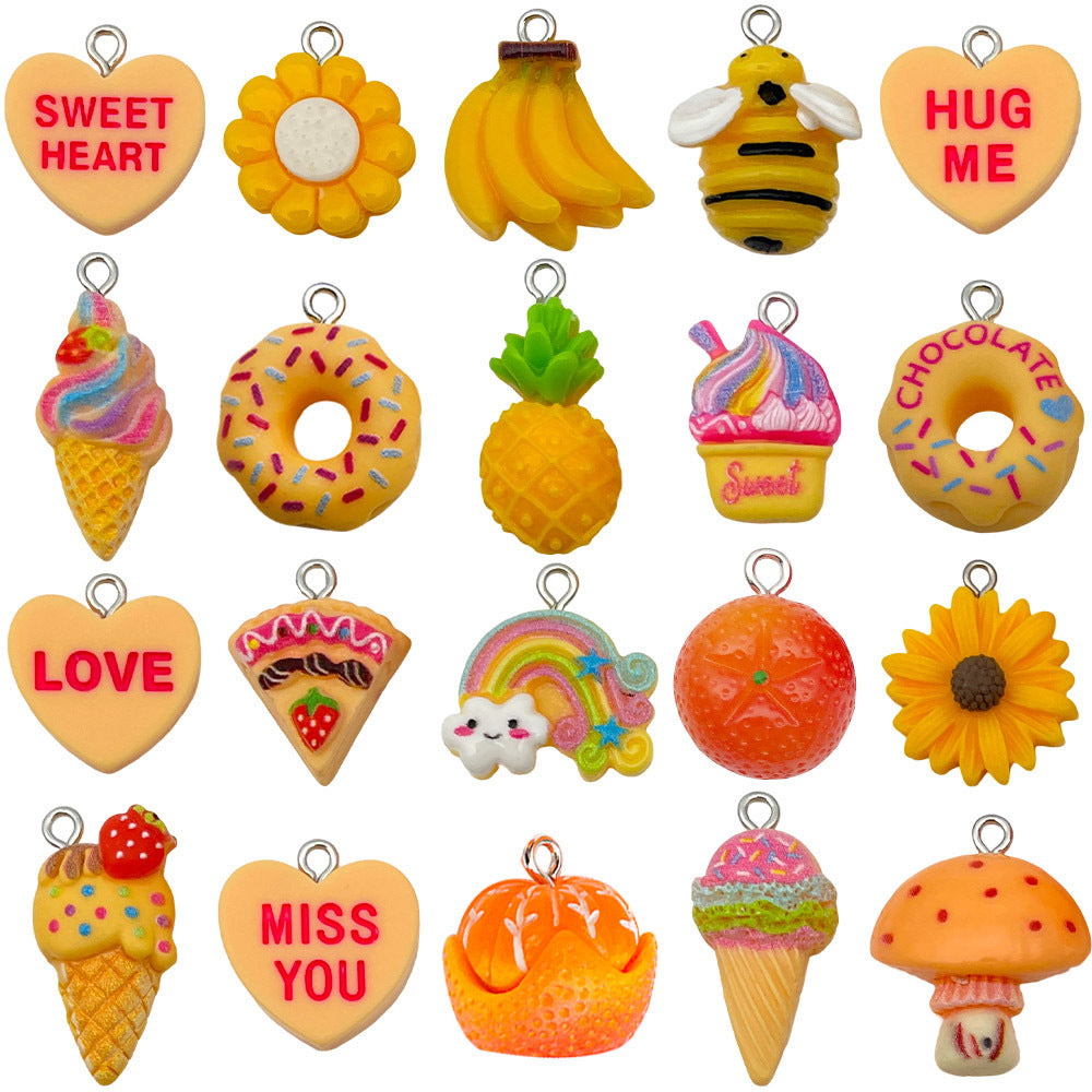 20 PCS Heart Shape Resin Pendants For Jewelry Making, Electroplated Finish, White Color, Sweet Style Accessories