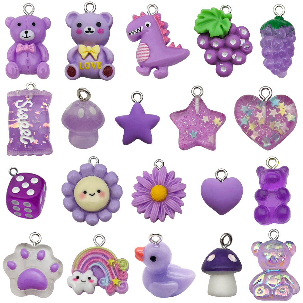 20 PCS Heart Shape Resin Pendants For Jewelry Making, Electroplated Finish, White Color, Sweet Style Accessories