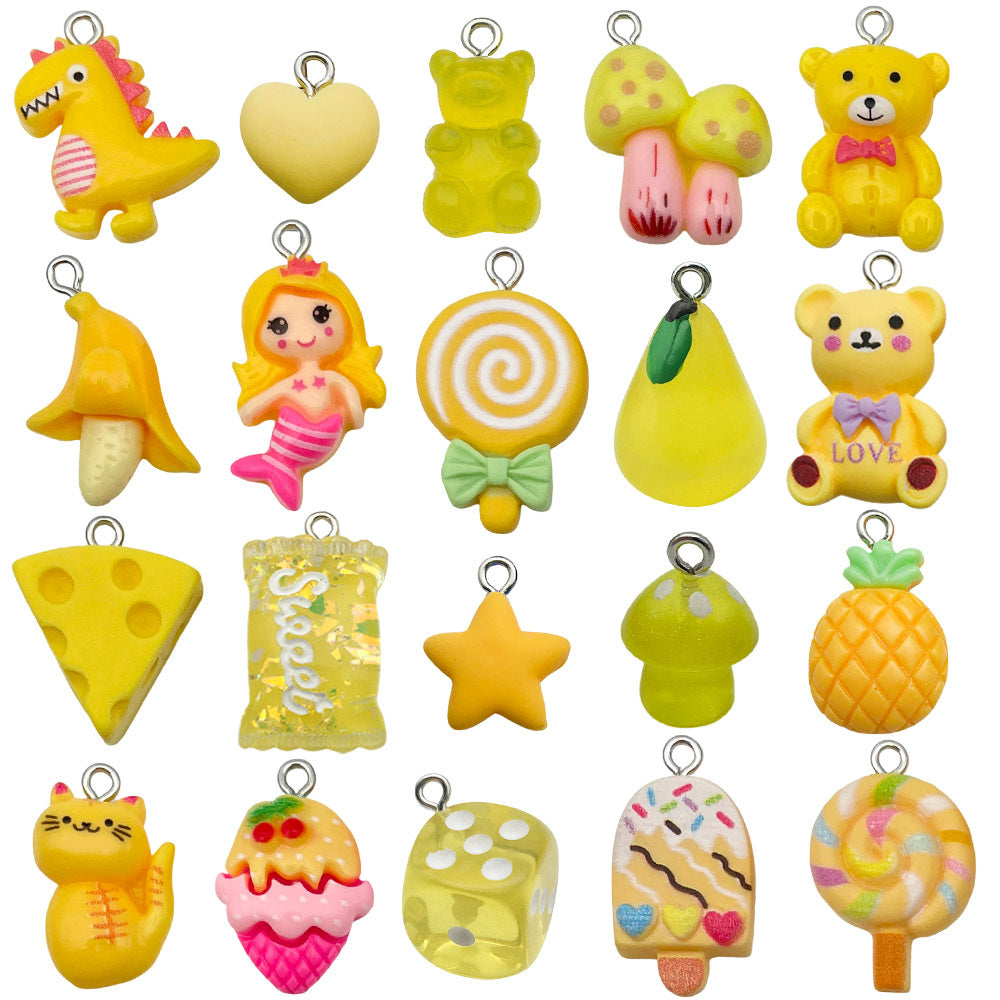 20 PCS Heart Shape Resin Pendants For Jewelry Making, Electroplated Finish, White Color, Sweet Style Accessories