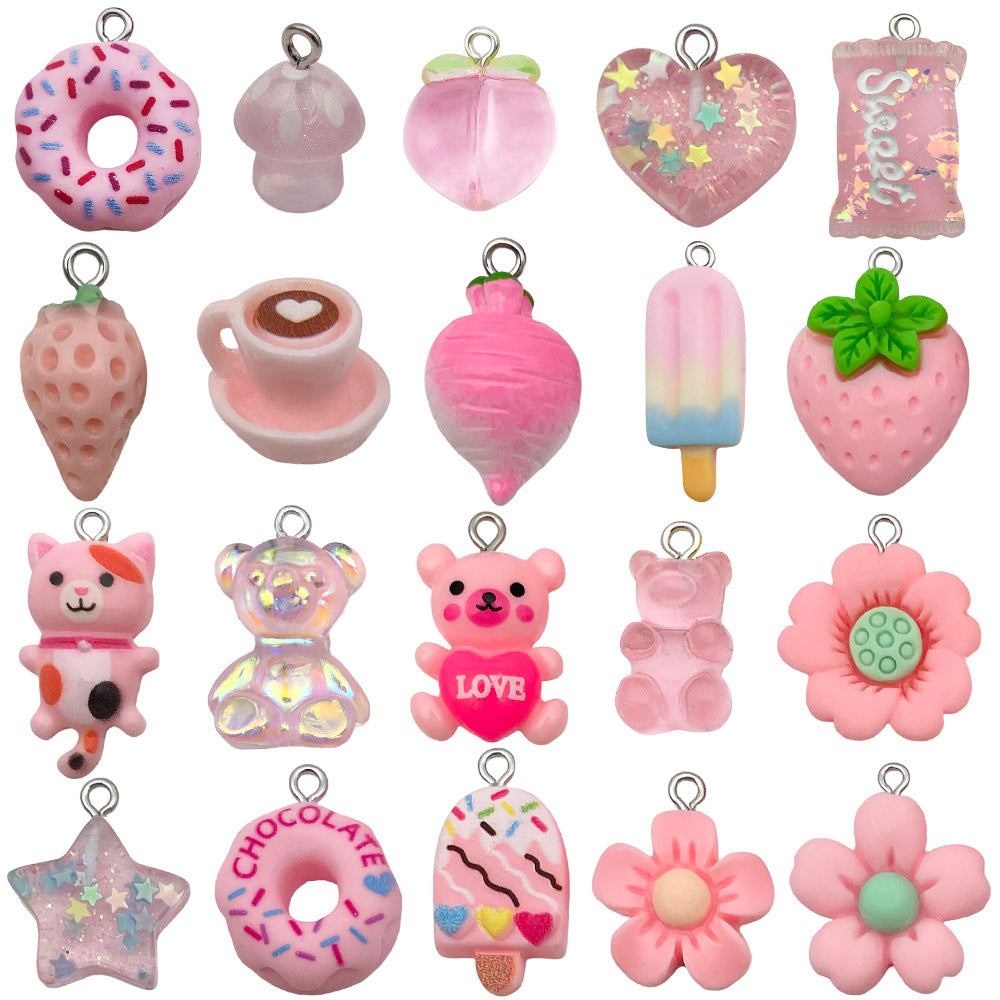 20 PCS Heart Shape Resin Pendants For Jewelry Making, Electroplated Finish, White Color, Sweet Style Accessories
