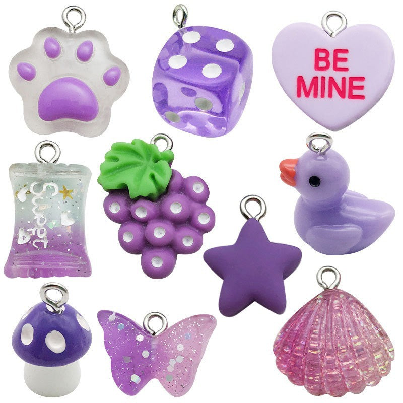 20 PCS Heart Shape Resin Pendants For Jewelry Making, Electroplated Finish, White Color, Sweet Style Accessories