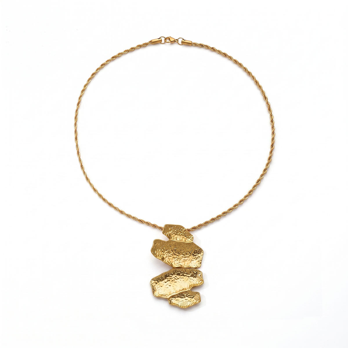 Geometric Hypoallergenic Necklace With Twisted Rope Chain In 304 Stainless Steel For Adults