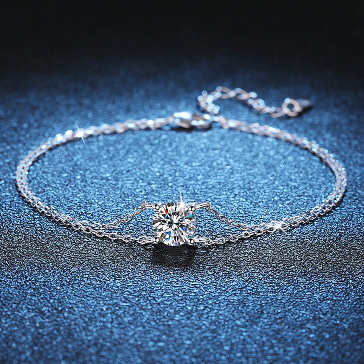 Geometric Back To School Women’s Bracelet In 925 Sterling Silver With Platinum Plated 0.03µm And Moissanite On Cable Chain