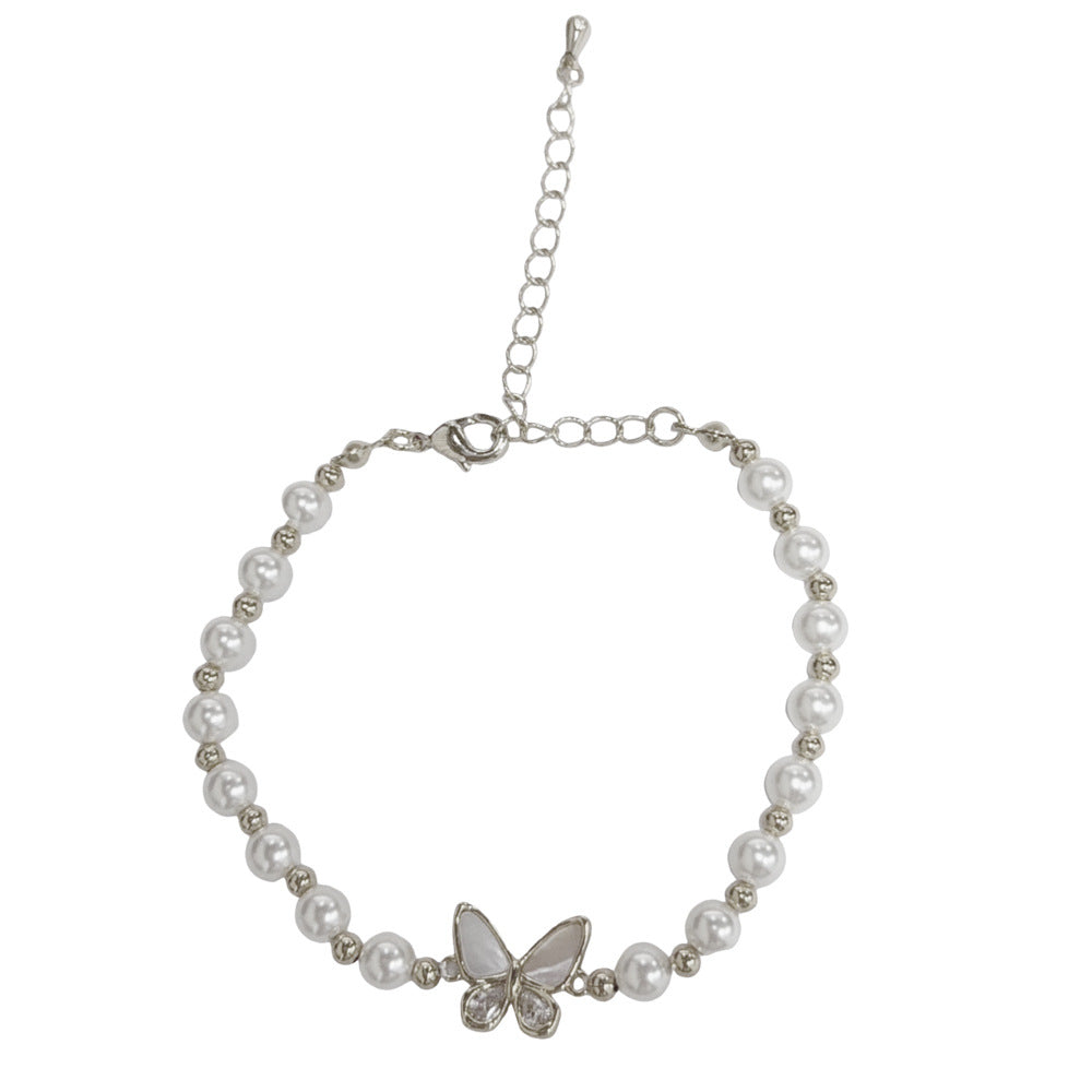 Butterfly Beading Bracelet For Women In Simple Style, Copper With Real Gold Plated And Shell Inlay