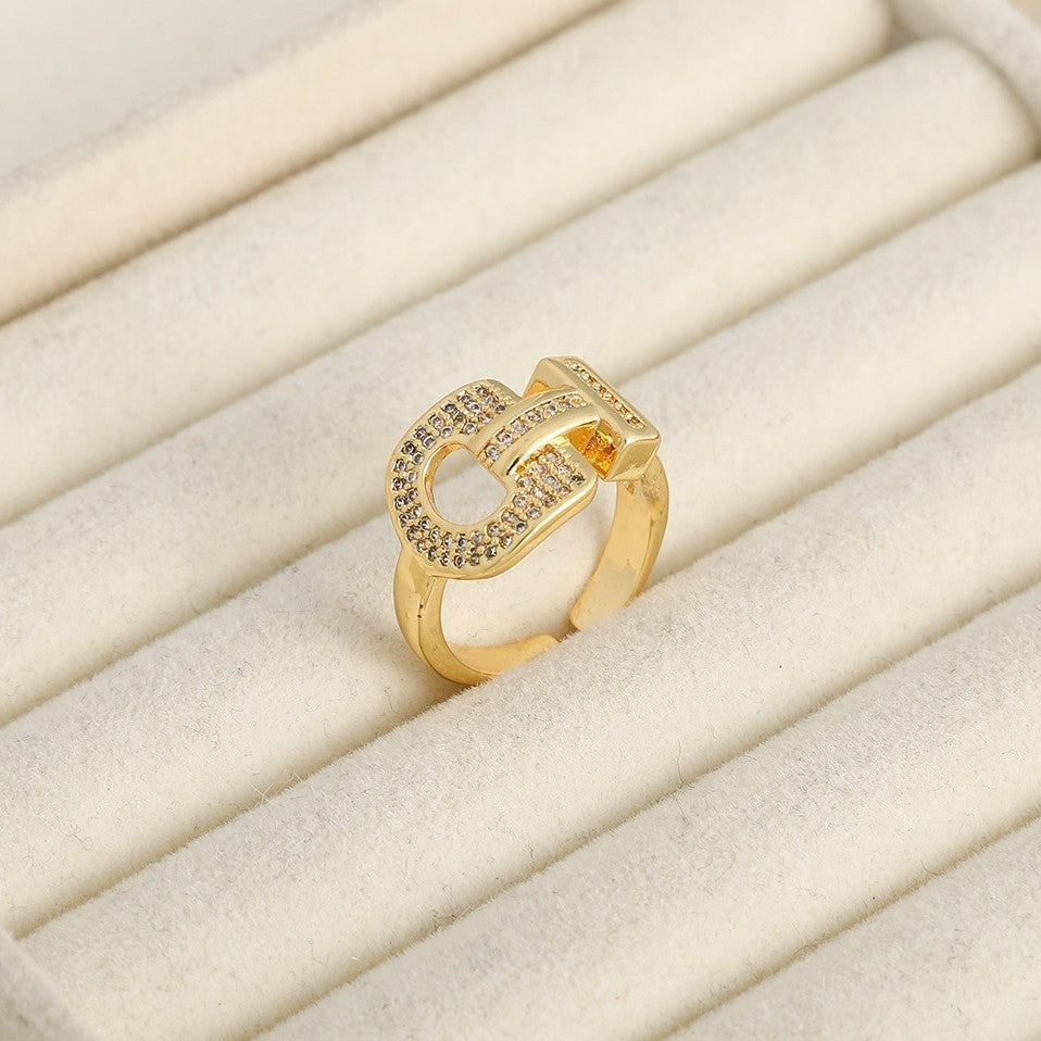 Sweet Style Flowers Rotatable Fidget Ring For Women In Titanium Steel With 18K Real Gold PVD Coating