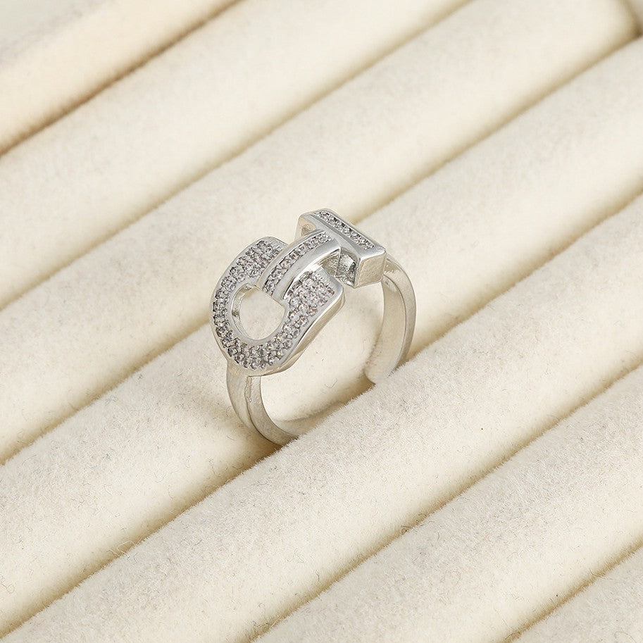 Sweet Style Flowers Rotatable Fidget Ring For Women In Titanium Steel With 18K Real Gold PVD Coating