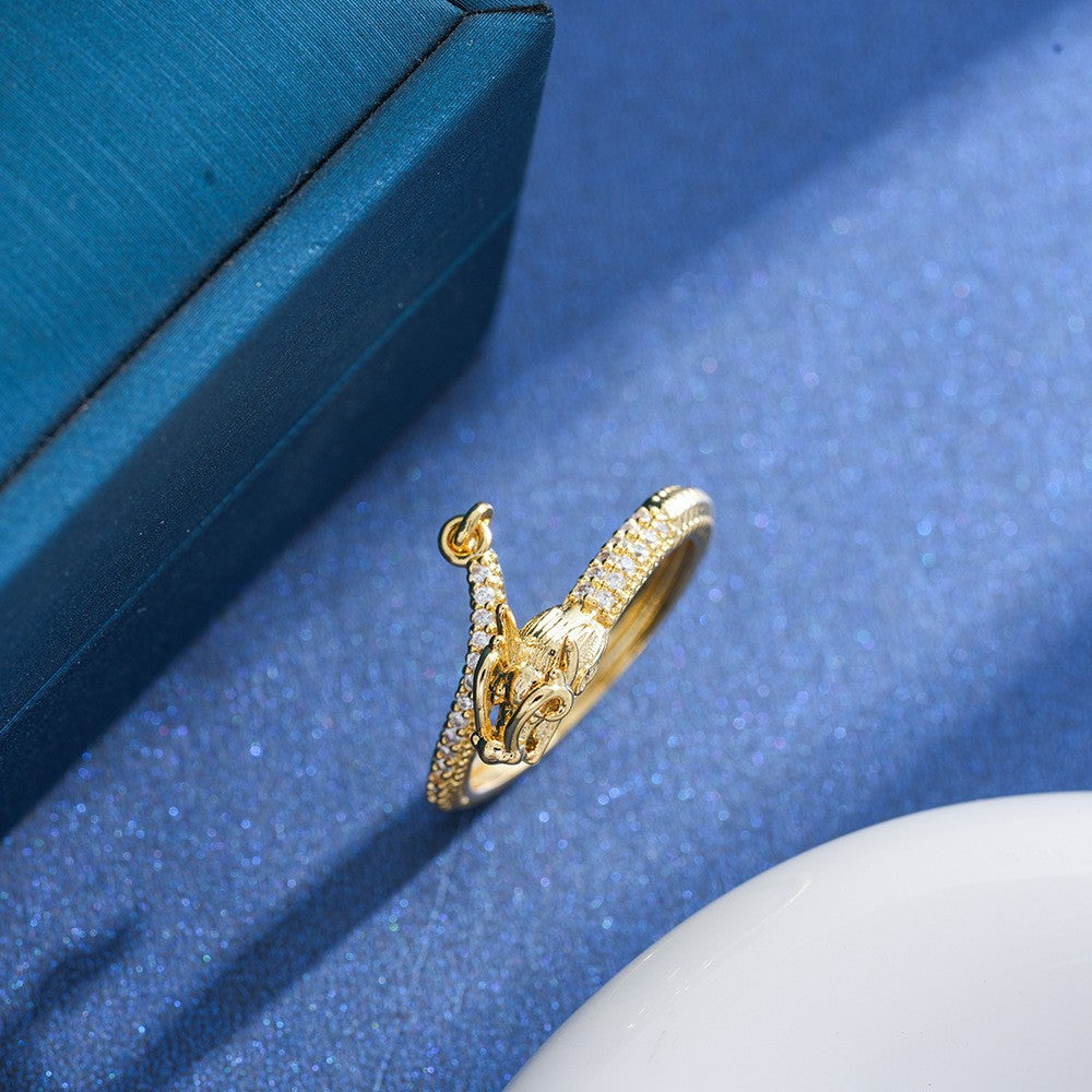 Sweet Style Flowers Rotatable Fidget Ring For Women In Titanium Steel With 18K Real Gold PVD Coating
