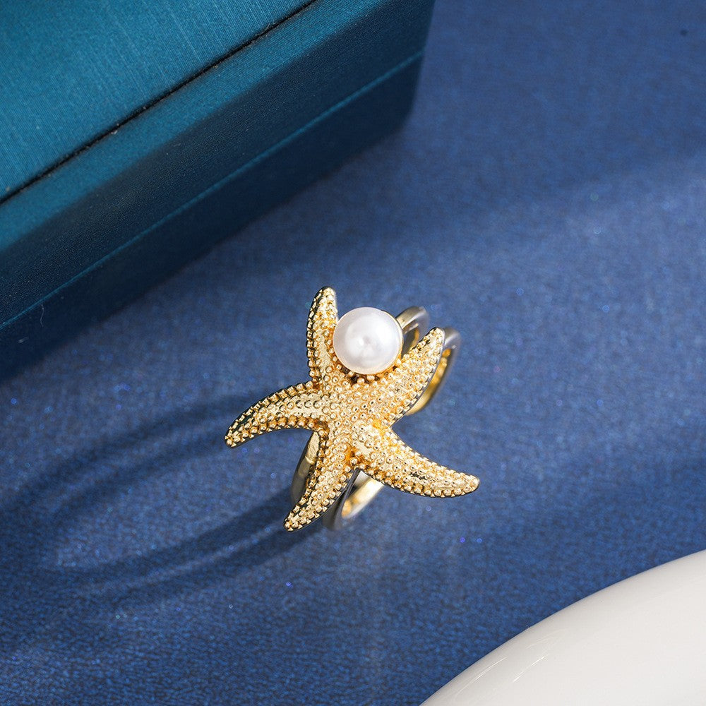 Sweet Style Flowers Rotatable Fidget Ring For Women In Titanium Steel With 18K Real Gold PVD Coating