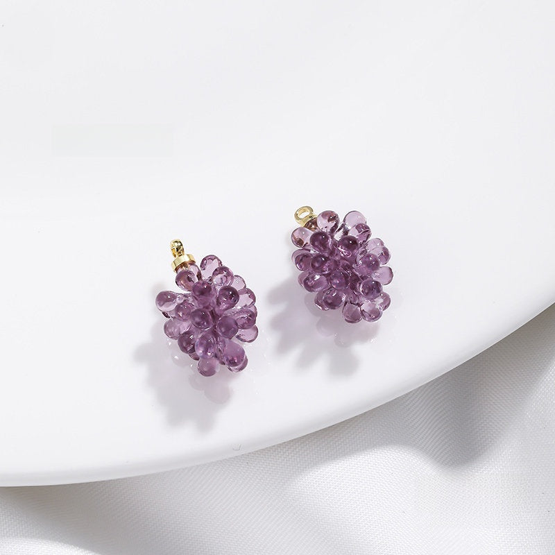 Handmade Resin Grape Pendant With 10mm+ Hole Size, 1 PCS Package, Cute Jewelry Accessory