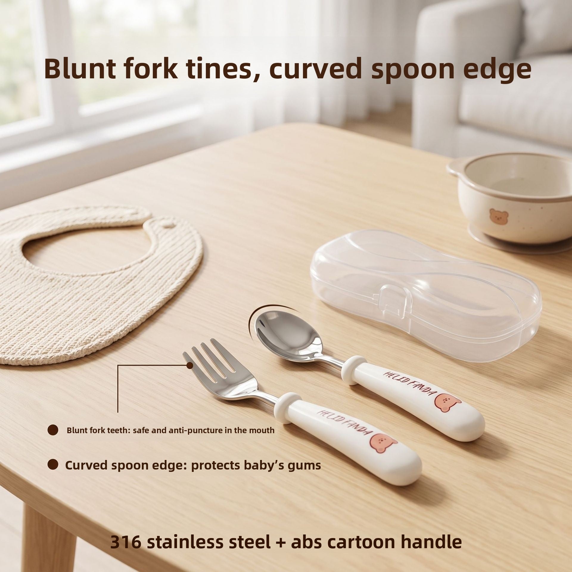 Cute Cartoon Tableware Set Featuring 316 Stainless Steel Inner Liner, Perfect For Western Dining With Knives, Forks, And Spoons