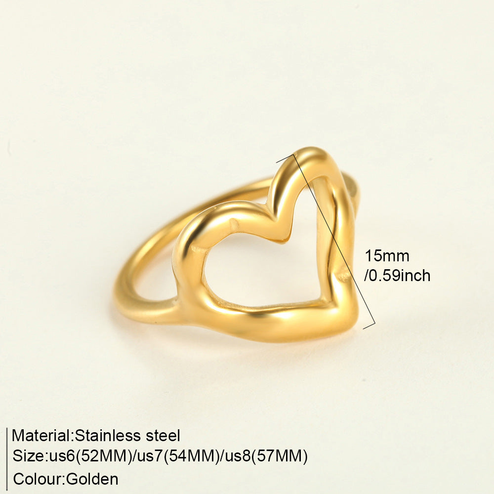 Heart Shape Ring For Women In Steel Color, Simple Style Titanium Steel With Waterproof Non Tarnish Craftsmanship