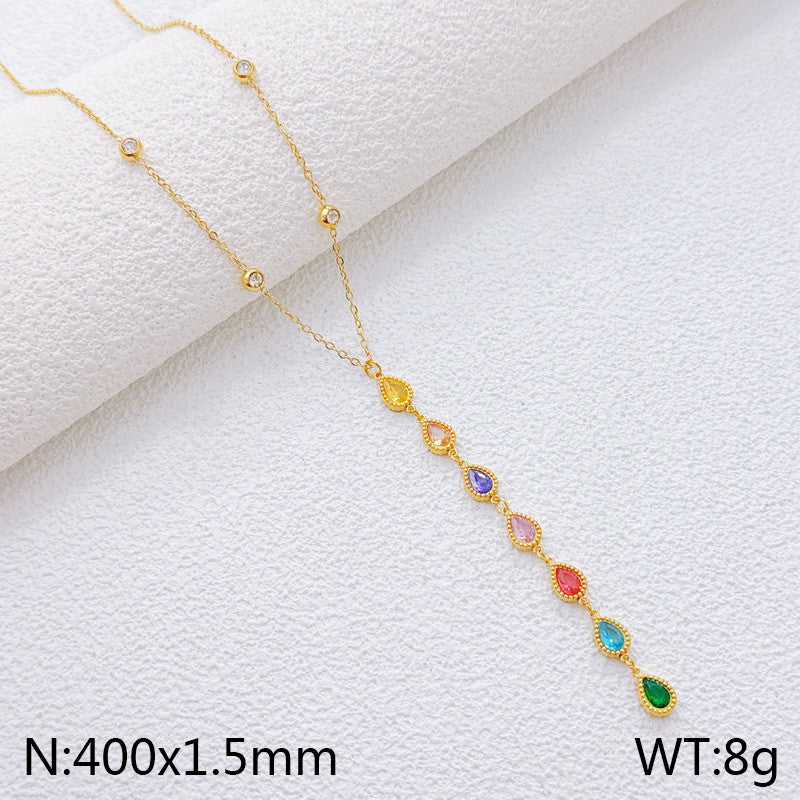 Heart Shape Electroplated Necklace For Women In 304 Stainless Steel With 18K Real Gold Plated PVD Coating And Rhinestone Inlay