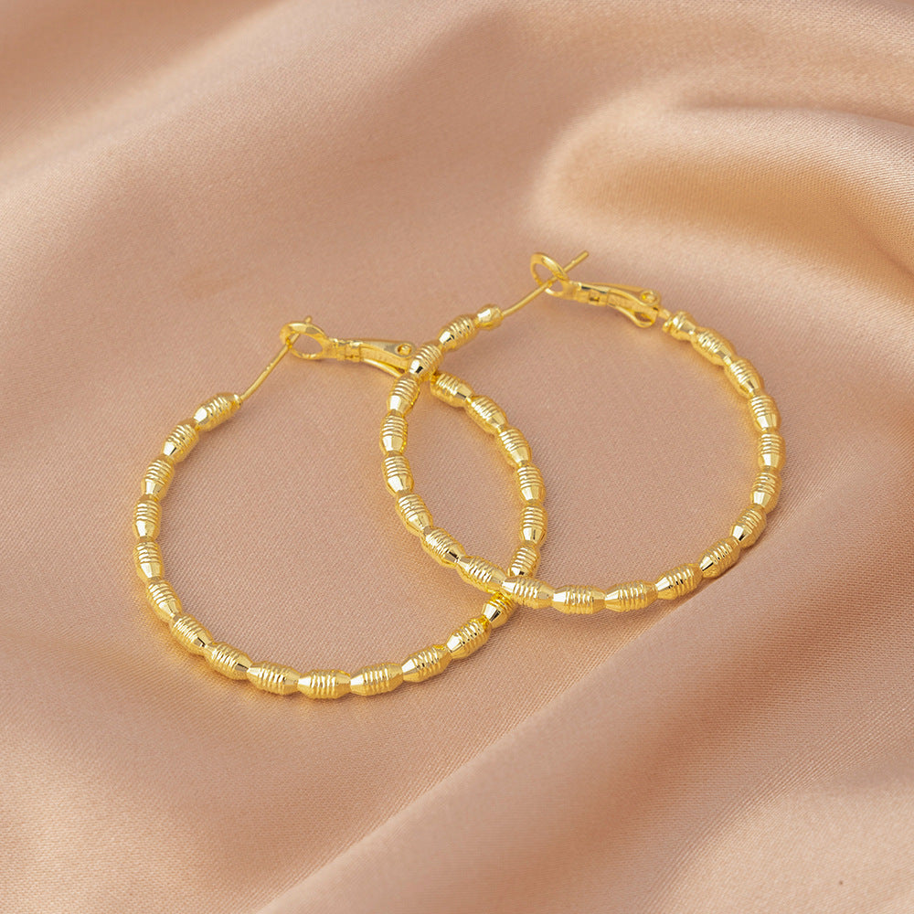 Gold Circle Hoop Earrings For Women With Copper Posts Featuring Exaggerated Style