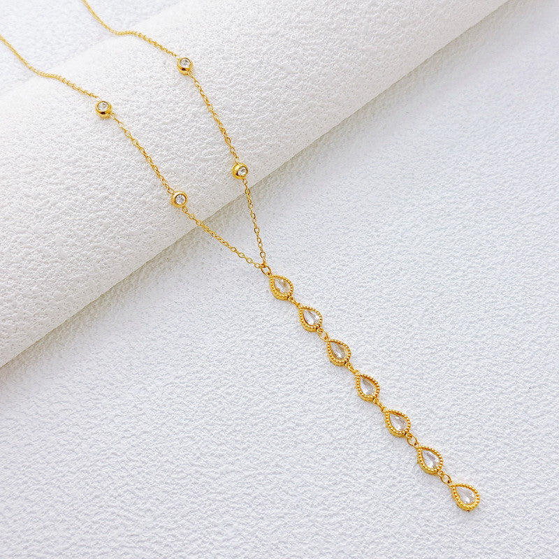 Heart Shape Electroplated Necklace For Women In 304 Stainless Steel With 18K Real Gold Plated PVD Coating And Rhinestone Inlay
