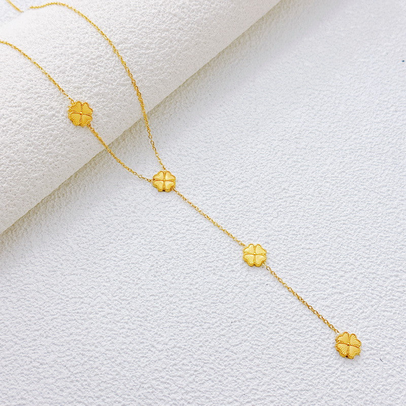Heart Shape Electroplated Necklace For Women In 304 Stainless Steel With 18K Real Gold Plated PVD Coating And Rhinestone Inlay