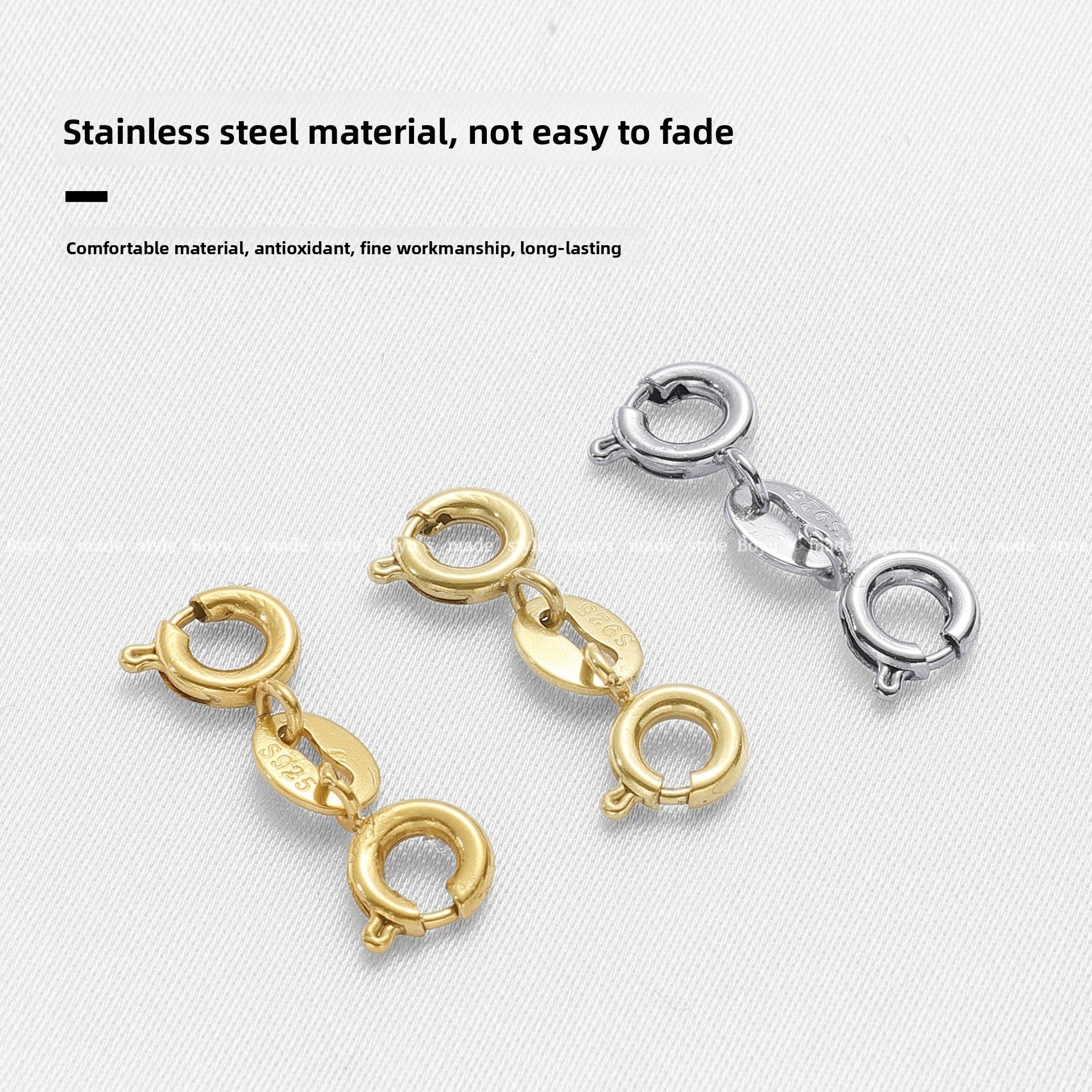 Electroplated Jewelry Buckle With Spring Ring Trigger Clasp Closure, 18K Real Gold Plated Copper, Diameter 5mm, 1 PCS/Package