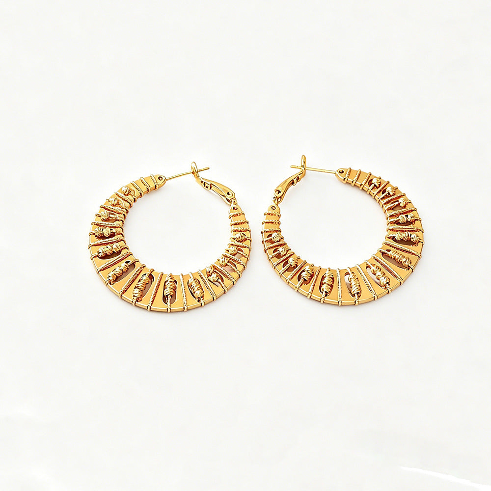 Geometric Hoop Earrings For Women In Real Gold Plated Copper Featuring An Exaggerated Style