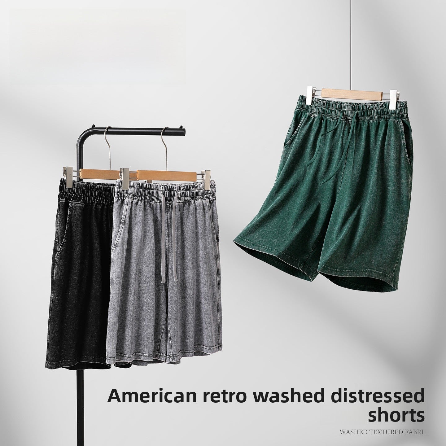 Men's Retro Baggy Shorts In Cotton With Washed Craftsmanship For Daily Casual Wear