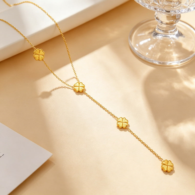 Heart Shape Electroplated Necklace For Women In 304 Stainless Steel With 18K Real Gold Plated PVD Coating And Rhinestone Inlay