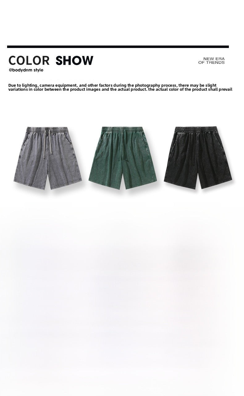 Men's Retro Baggy Shorts In Cotton With Washed Craftsmanship For Daily Casual Wear