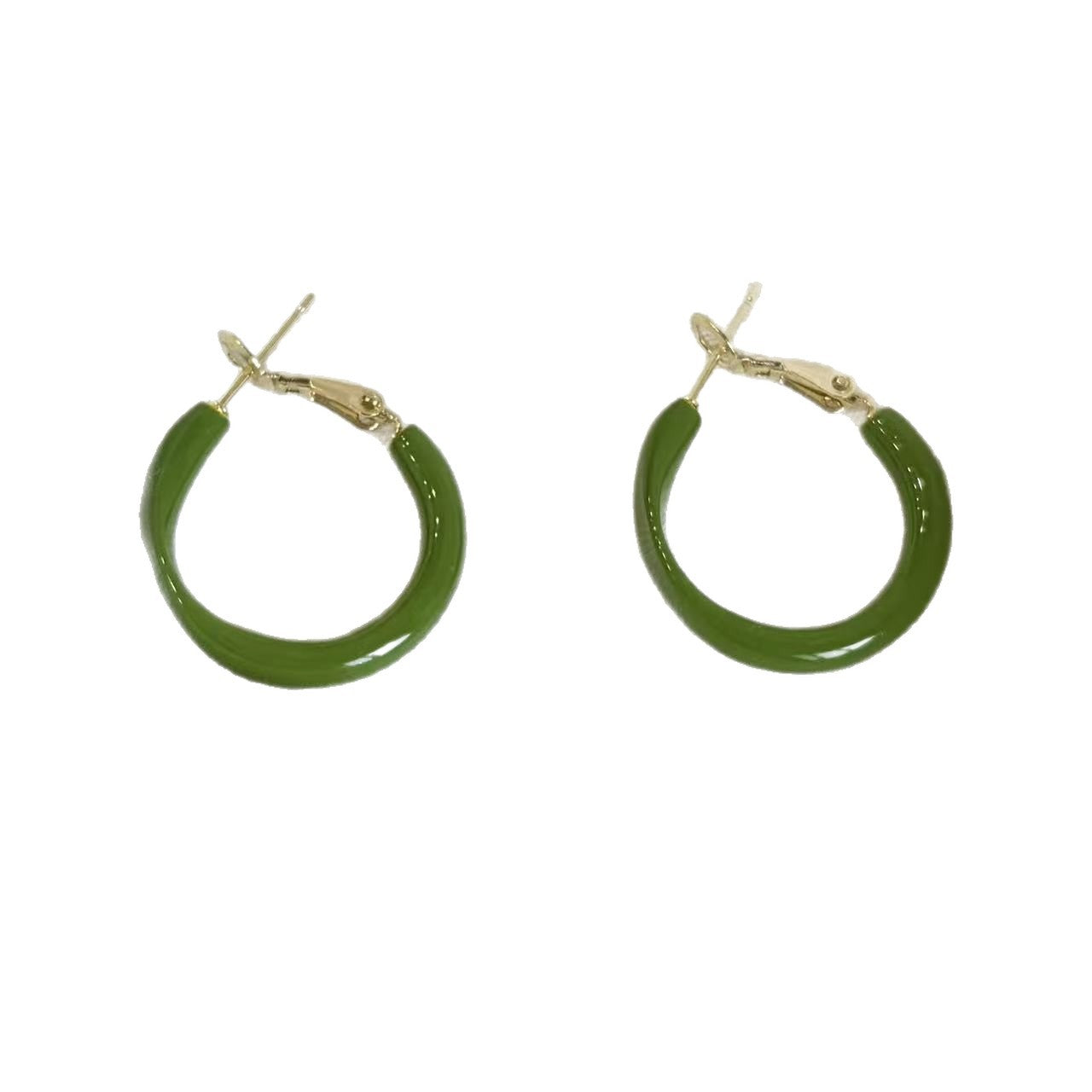 Handmade Round Green Alloy Hoop Earrings For Women Featuring A Sweet Style