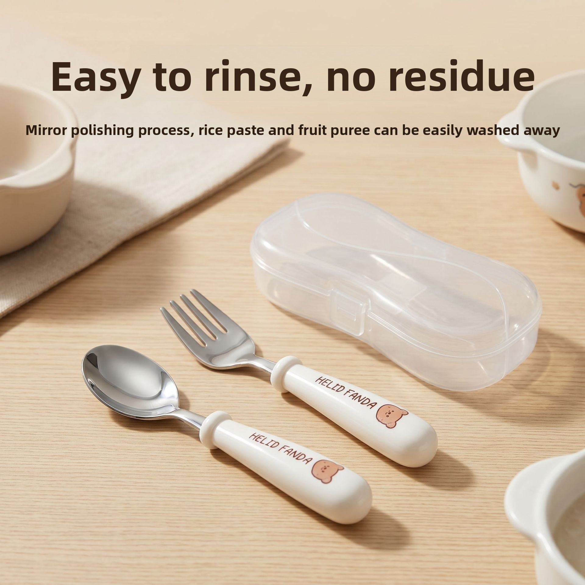 Cute Cartoon Tableware Set Featuring 316 Stainless Steel Inner Liner, Perfect For Western Dining With Knives, Forks, And Spoons