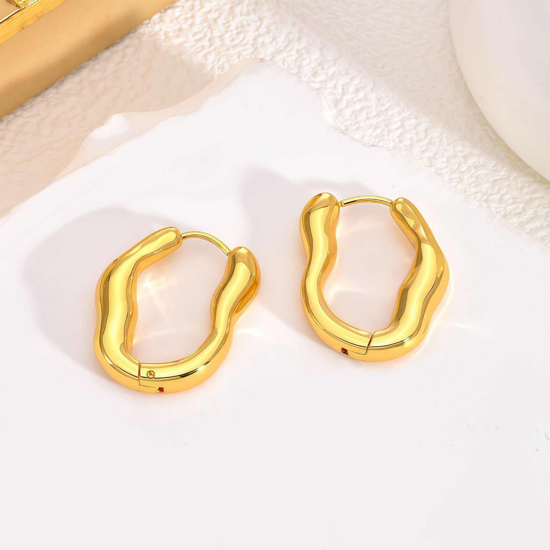 Geometric Earrings For Unisex Featuring Electroplated Gold Finish With 304 Stainless Steel Ear Pins