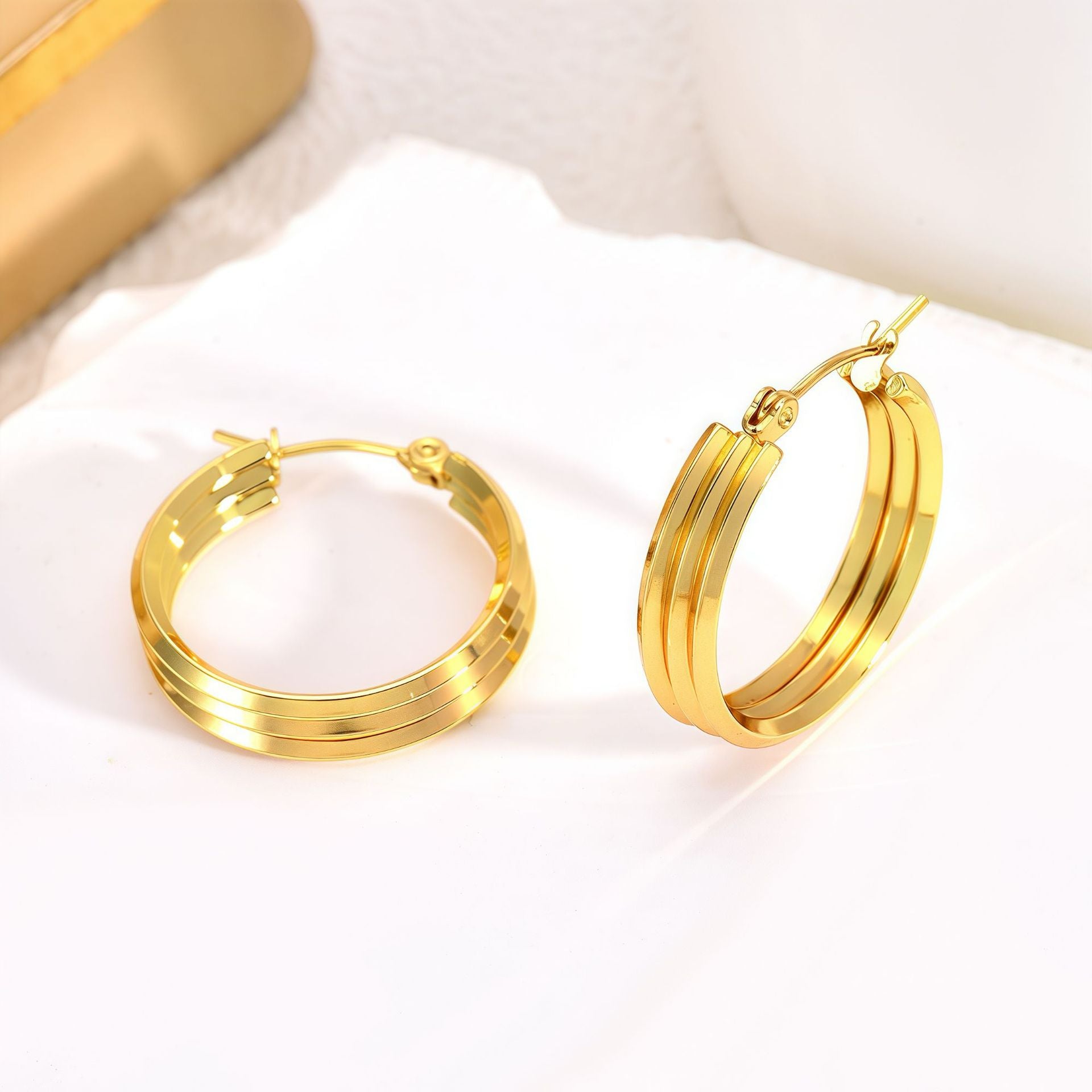 Geometric Earrings For Unisex Featuring Electroplated Gold Finish With 304 Stainless Steel Ear Pins
