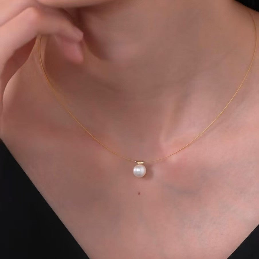 Handmade Simple Style Necklace With 5-6mm Artificial Pearls, Electroplated Finish For Women