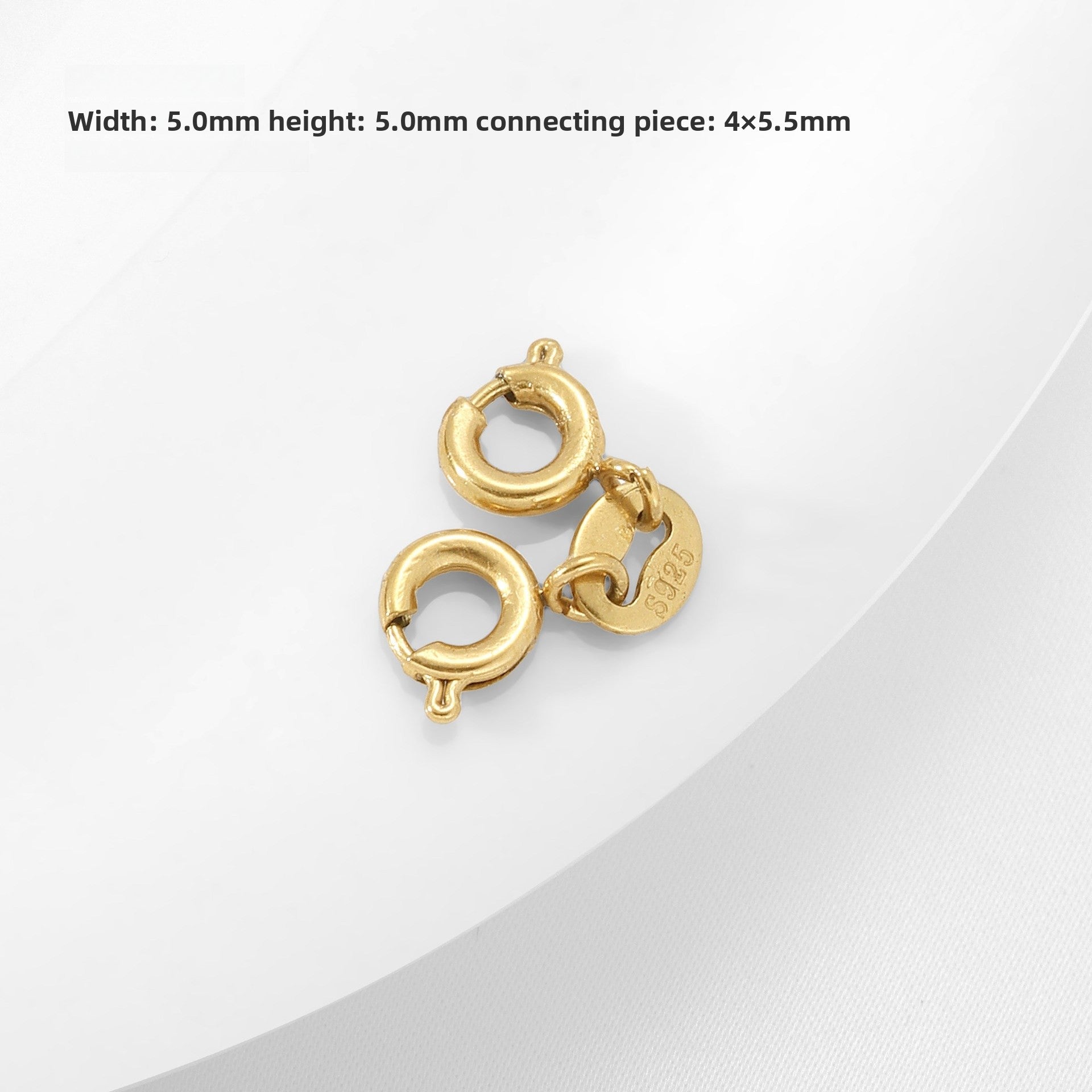 Electroplated Jewelry Buckle With Spring Ring Trigger Clasp Closure, 18K Real Gold Plated Copper, Diameter 5mm, 1 PCS/Package