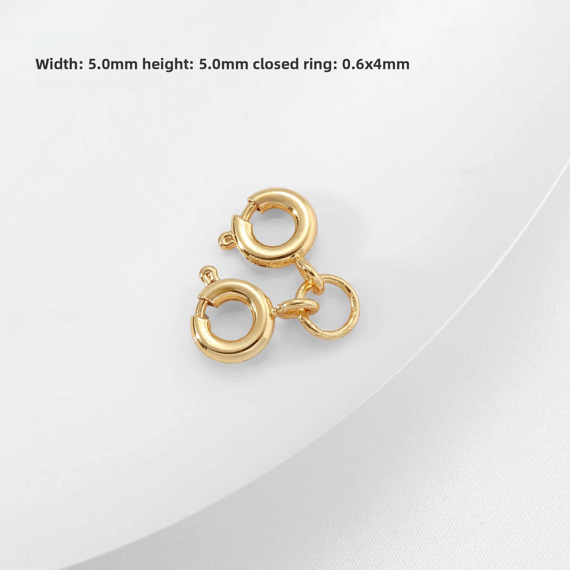 Electroplated Jewelry Buckle With Spring Ring Trigger Clasp Closure, 18K Real Gold Plated Copper, Diameter 5mm, 1 PCS/Package