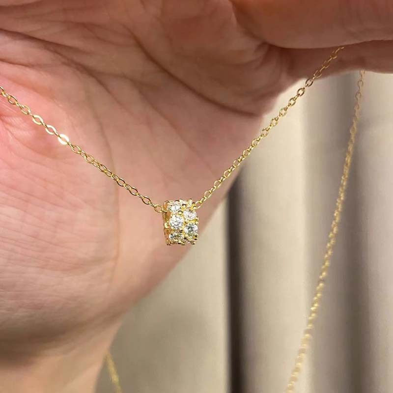 Geometric Gold Necklace For Women Featuring Zinc Alloy Chain And Pendant With White K Plated Finish