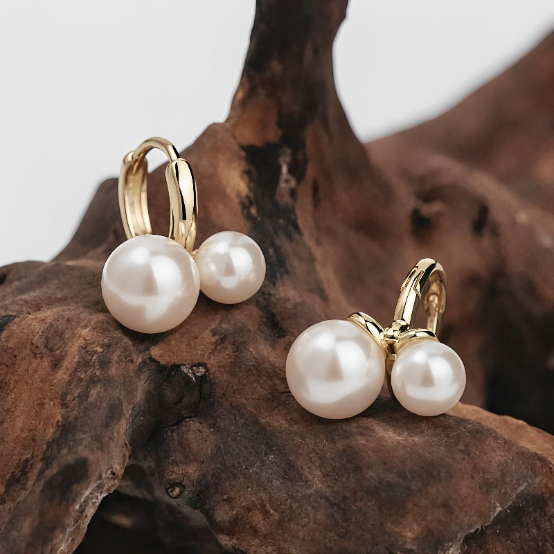 Cherry Stud Earrings For Women With Copper Ear Pins Featuring Artificial Pearl Inlay