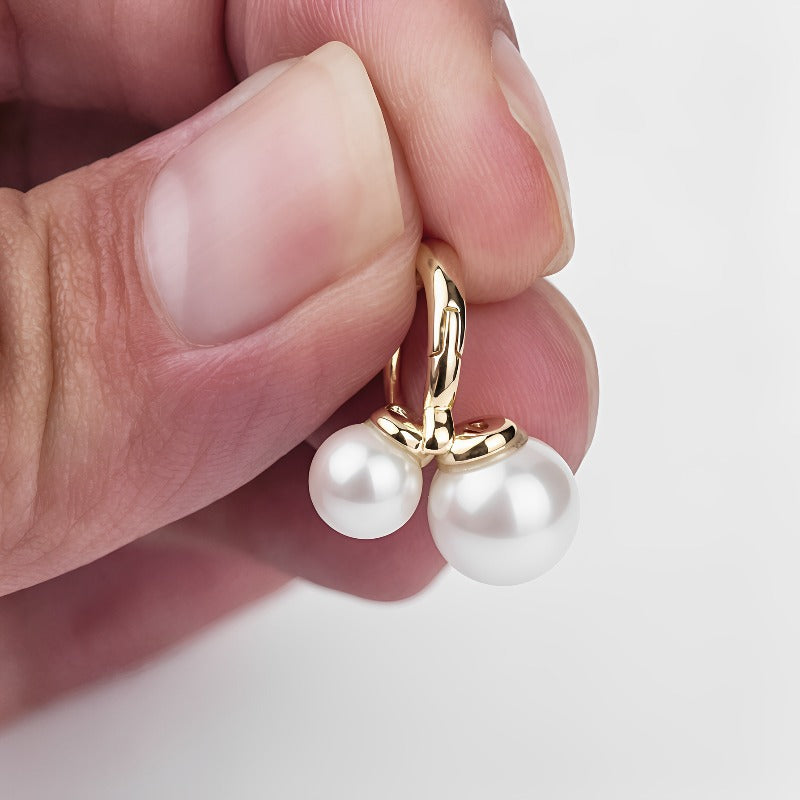 Cherry Stud Earrings For Women With Copper Ear Pins Featuring Artificial Pearl Inlay
