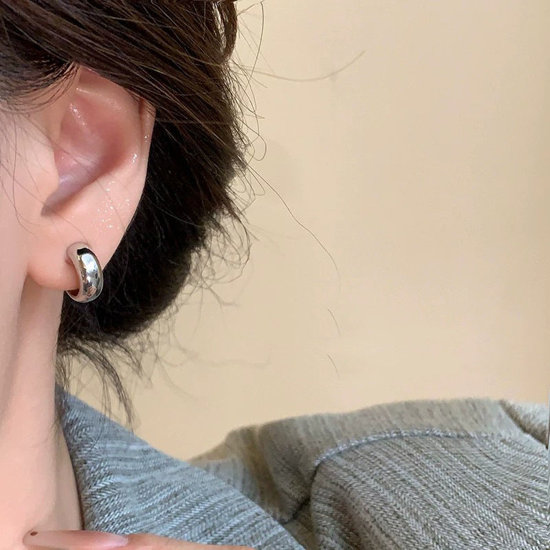 Circle Hoop Earrings For Women In Gold Alloy Featuring Electroplated Finish With Copper Ear Pins