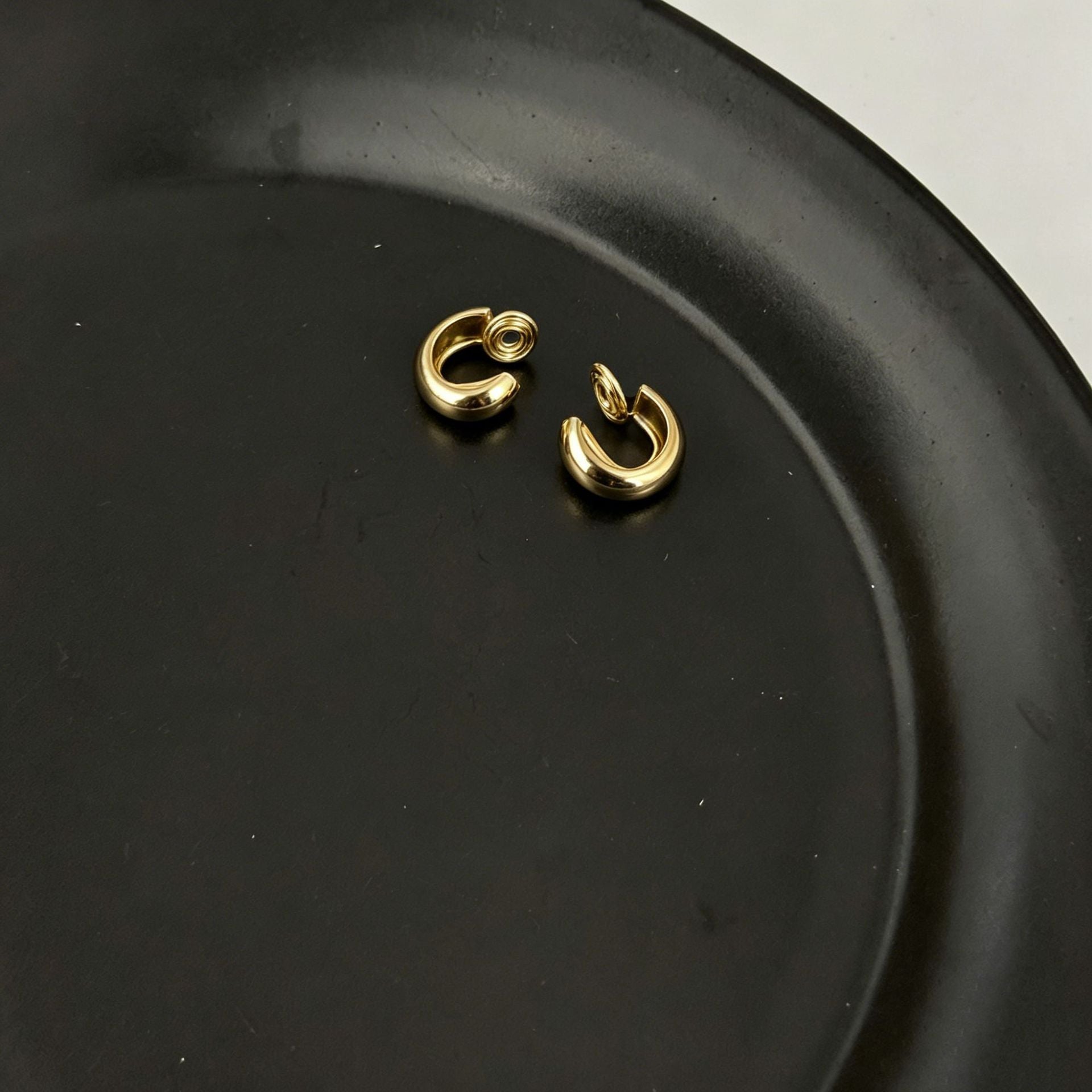 Circle Hoop Earrings For Women In Gold Alloy Featuring Electroplated Finish With Copper Ear Pins