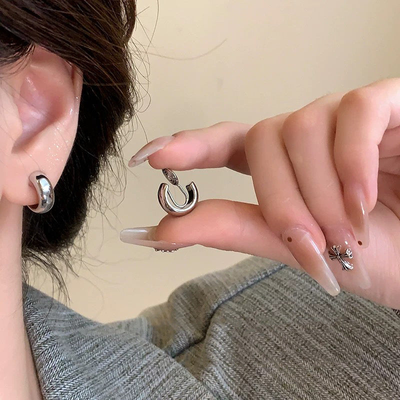 Circle Hoop Earrings For Women In Gold Alloy Featuring Electroplated Finish With Copper Ear Pins