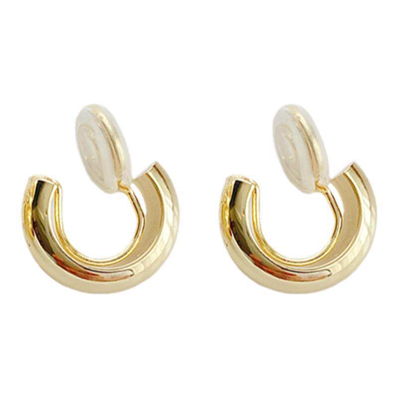 Circle Hoop Earrings For Women In Gold Alloy Featuring Electroplated Finish With Copper Ear Pins