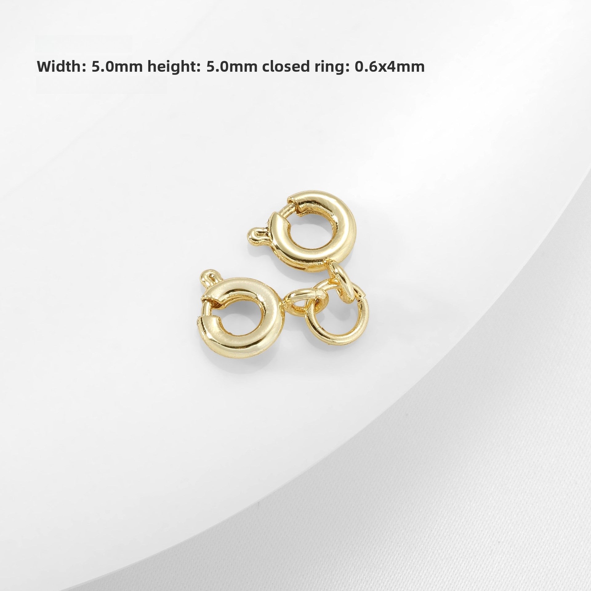 Electroplated Jewelry Buckle With Spring Ring Trigger Clasp Closure, 18K Real Gold Plated Copper, Diameter 5mm, 1 PCS/Package