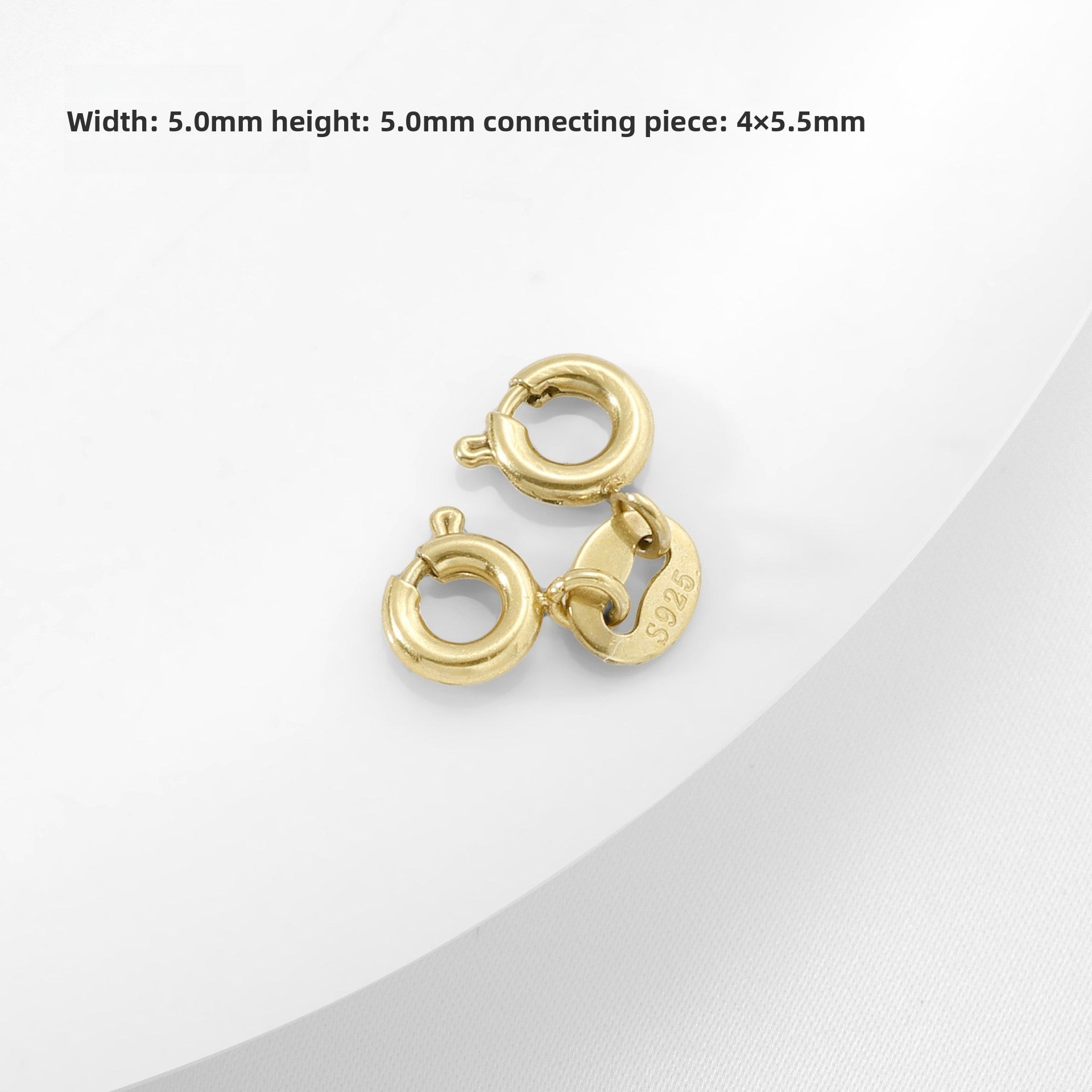 Electroplated Jewelry Buckle With Spring Ring Trigger Clasp Closure, 18K Real Gold Plated Copper, Diameter 5mm, 1 PCS/Package