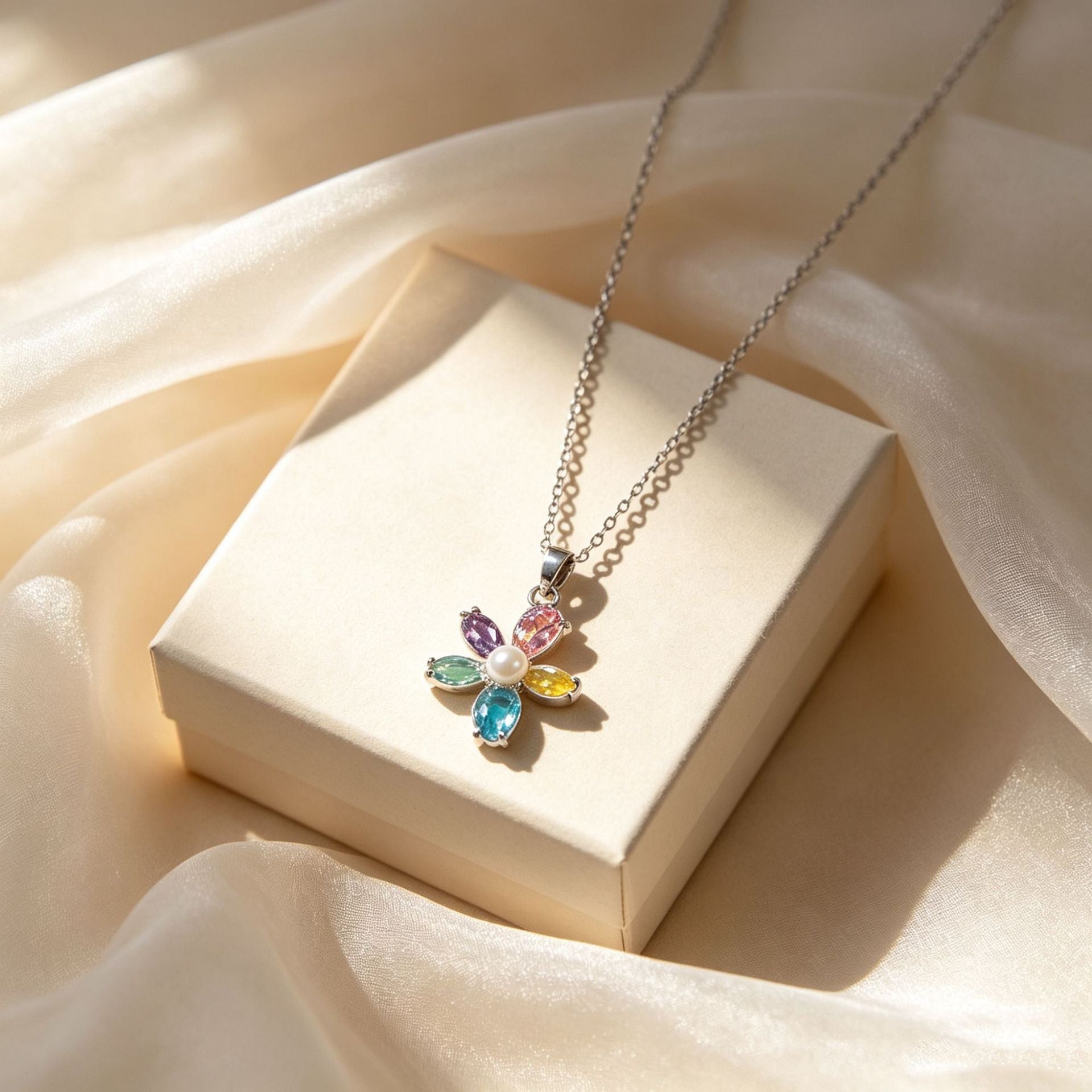 Gold Flowers Necklace For Women With Copper Pendant, 304 Stainless Steel Cable Chain, Inlaid With Zircon