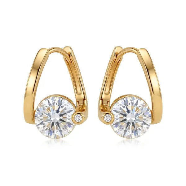Gold Circle Hoop Earrings For Women In Copper With Golden Plated Finish And Zircon Inlay