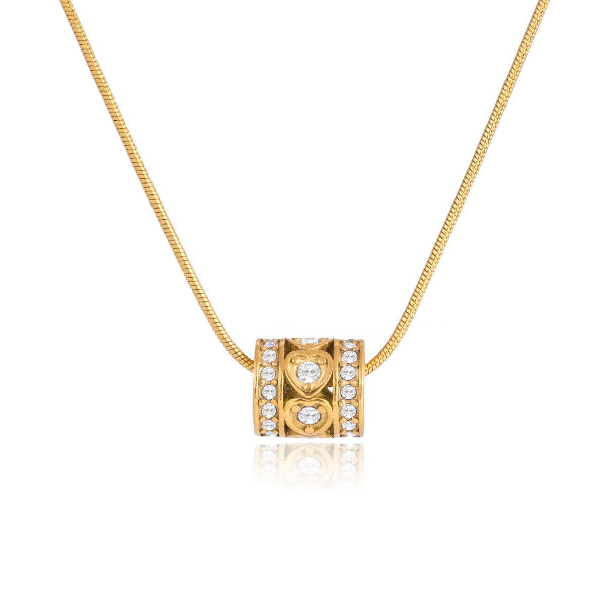 Geometric Waterproof Women's Necklace With 18K Gold Plated 304 Stainless Steel, Zircon Inlay, PVD Coated Chain