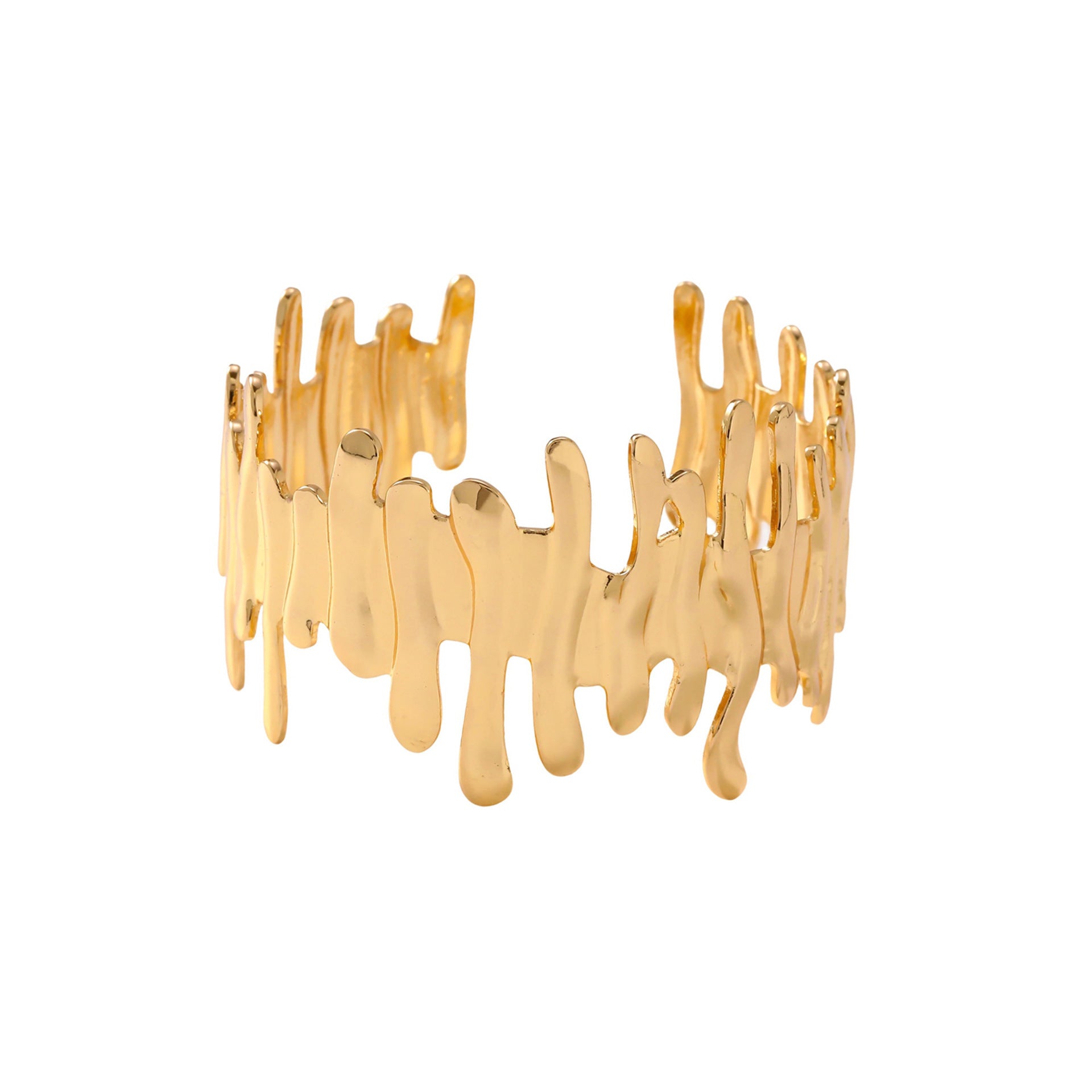 Geometric Electroplated Bangle For Women In 304 Stainless Steel With 0.03µm Golden Plated Finish